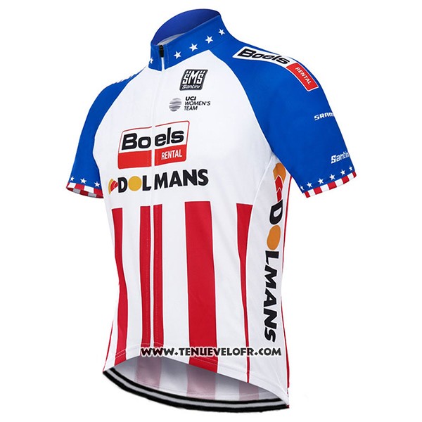 2017 Maillot Ciclismo Boels Dolmans Champion Etats Unis Manches Courtes et Cuissard
